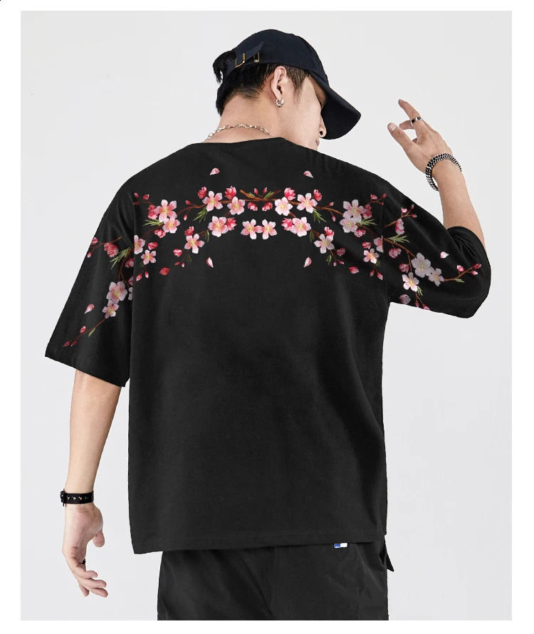 Embroidery T Shirt Men Women Flower Loose Casual Summer Cotton Hip Hop Tee Tops Short Sleeve Male Harajuku Streetwear 240820