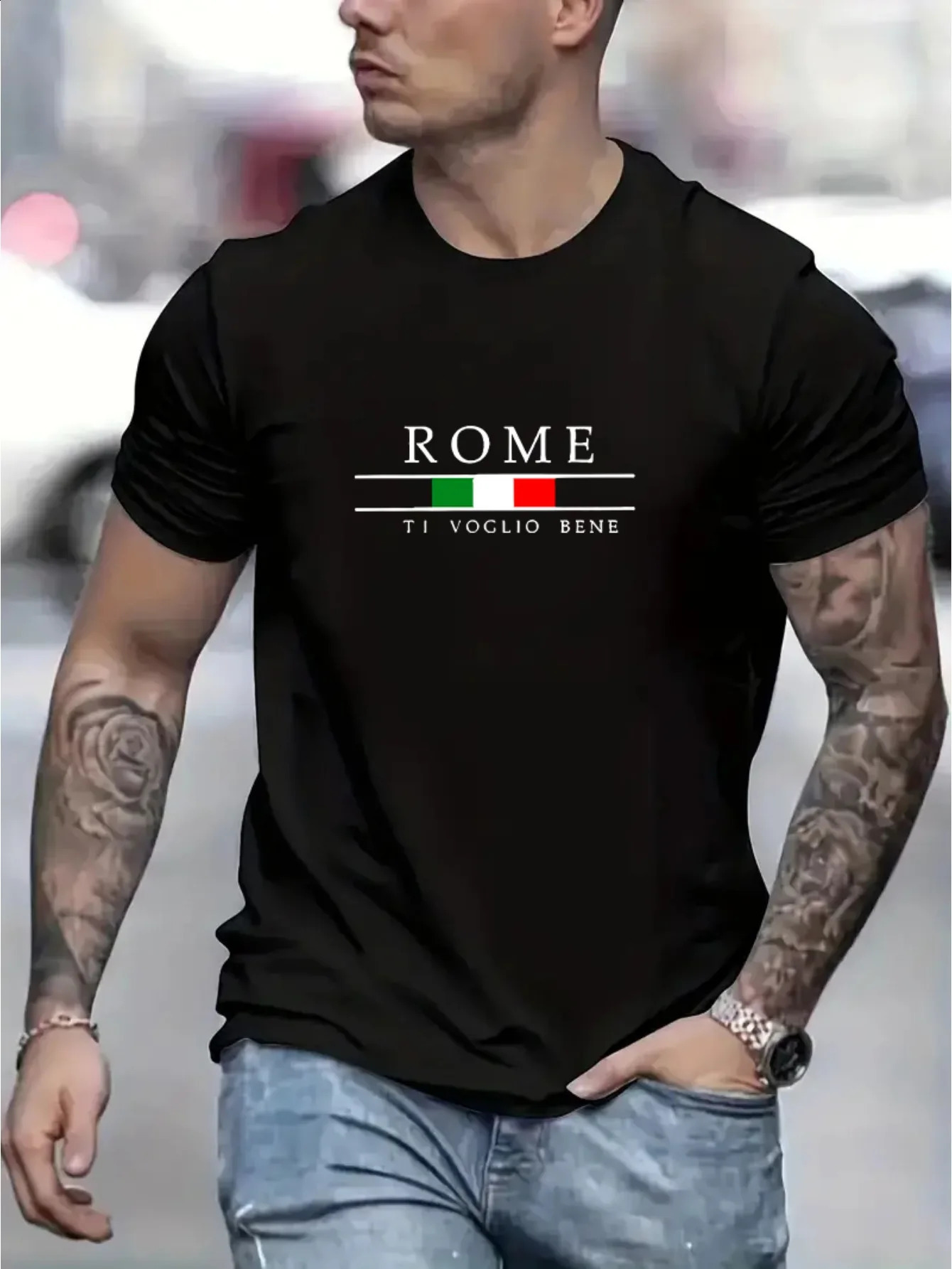 Mens 100% Cotton Summer Loose Large Roman Alphabet Pattern Print Casual Comfortable Round Neck Short Sleeve Tshirt Top 240821