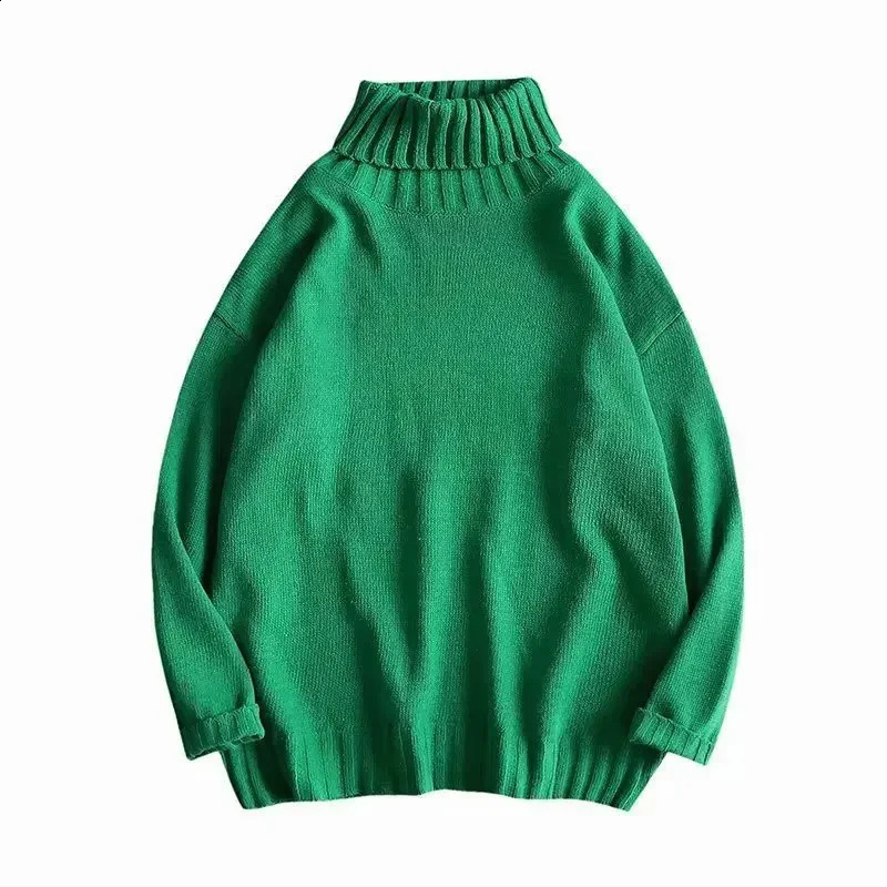 Korean Style Polo/turtle Neck Sweater Men Fit Color Hong Kong Versatile Slims Smooths Silhouette Sleeve Jacket Thickened Knit 240821