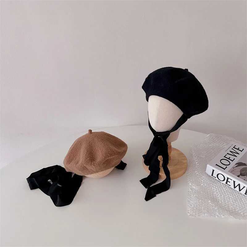 MILANCEL New Autumn Kids Hat Children Woolen Cloth Lace Up Hat Girls Beret M240821