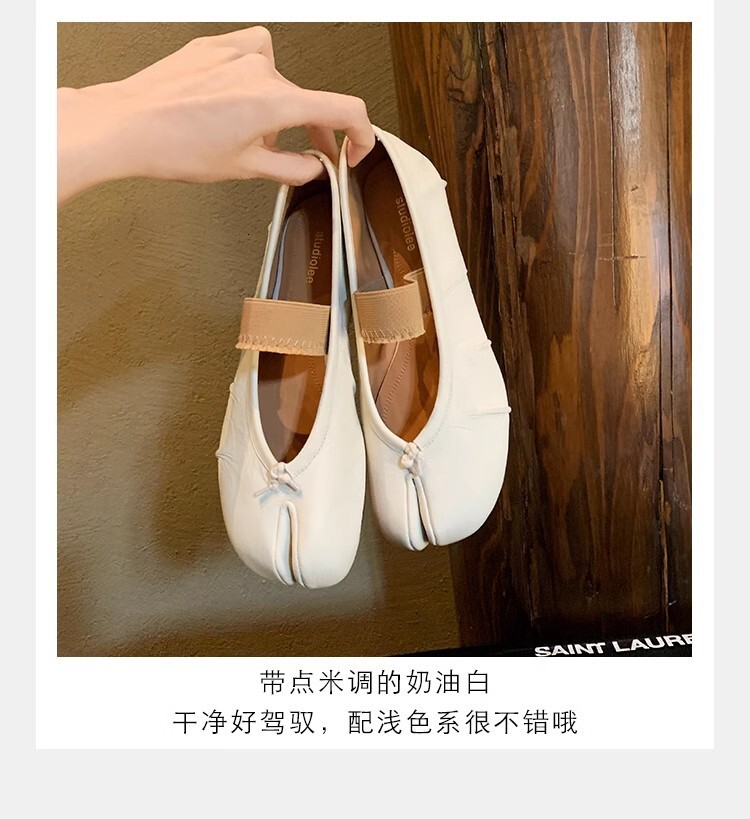 Ddmysports Grape Mom S Same Berlin Dream Shallow Mouth Slim Soft Split Toe Women Single Shoes Genuine Leather Flat Bottom Slippers OUTDOOR