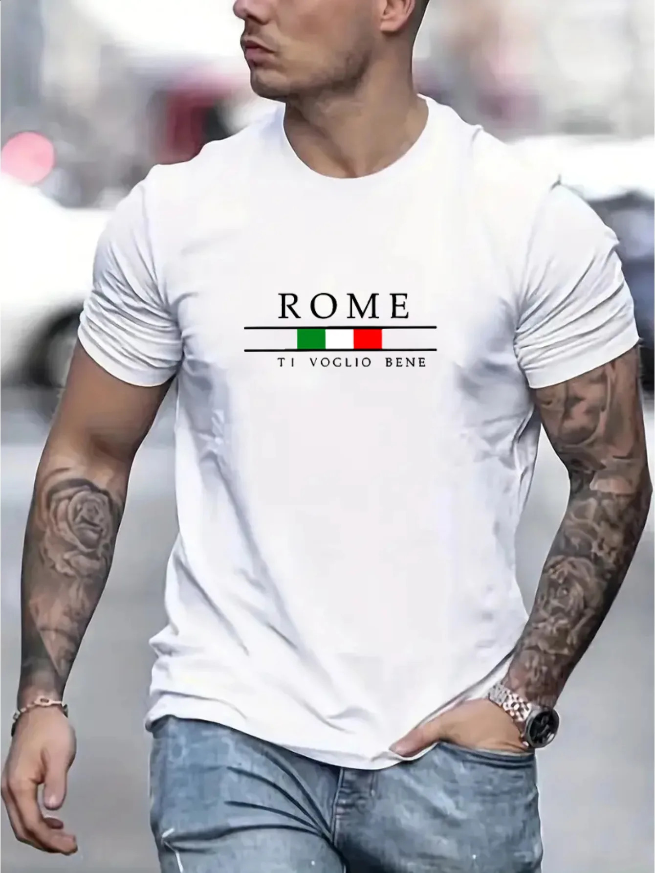 Mens 100% Cotton Summer Loose Large Roman Alphabet Pattern Print Casual Comfortable Round Neck Short Sleeve Tshirt Top 240821