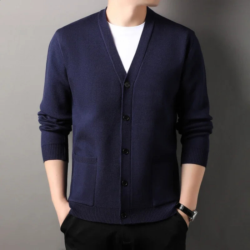 Mens Autumn and Winter Casual n Cardigan Thick Long Sleeved Button Up Jacket Cardigan Sweater 240821