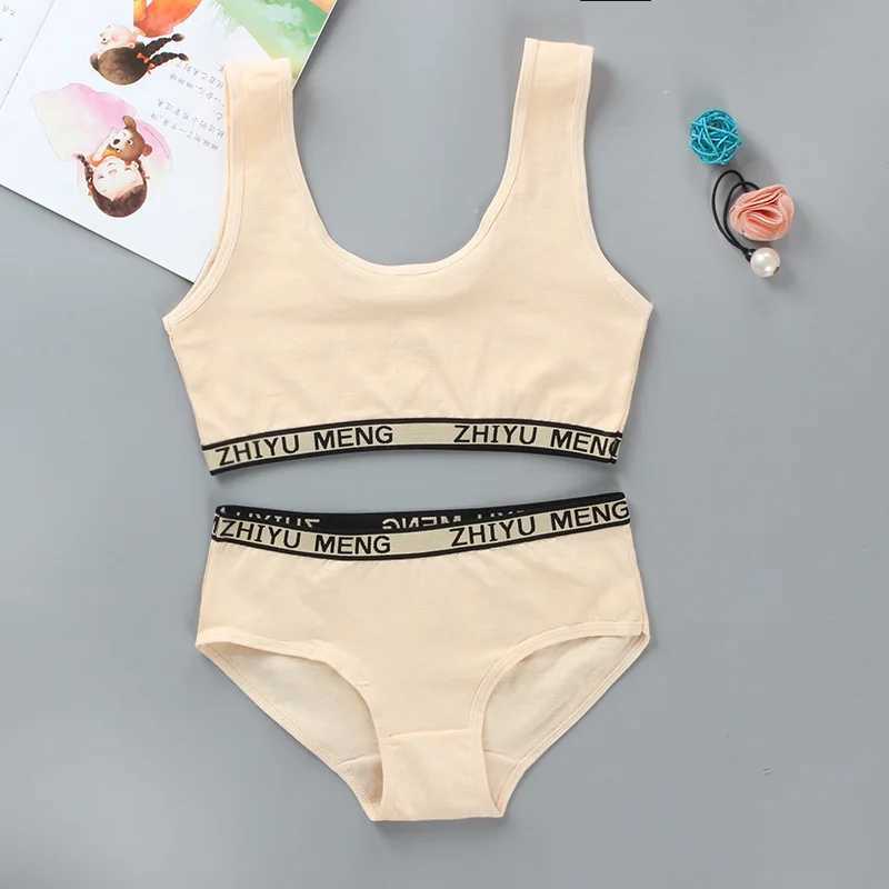 Teenagers Girls Lingerie Cotton Underwear Sets Kids Young Girls Training Bras Puberty Students Bra Vest Brassiere Panties Y240821