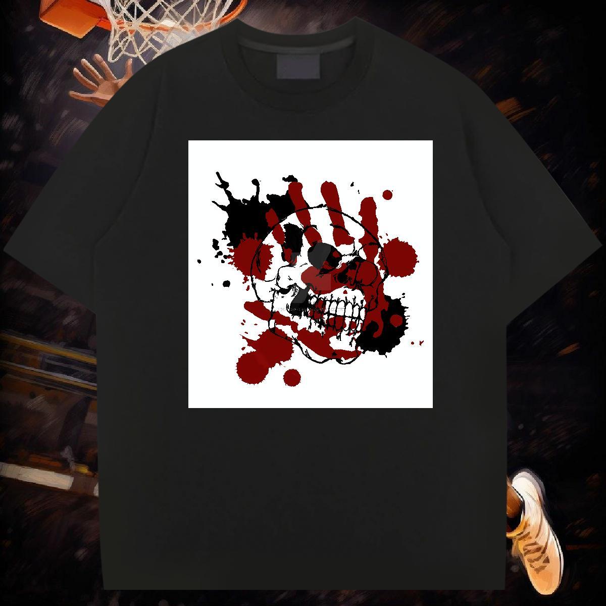 Factory Direct Men Tees 230g Pure Cotton Casual skull Breathable Short Sleeve T-Shirts for Men Comfortable Oversized 4XL Polos