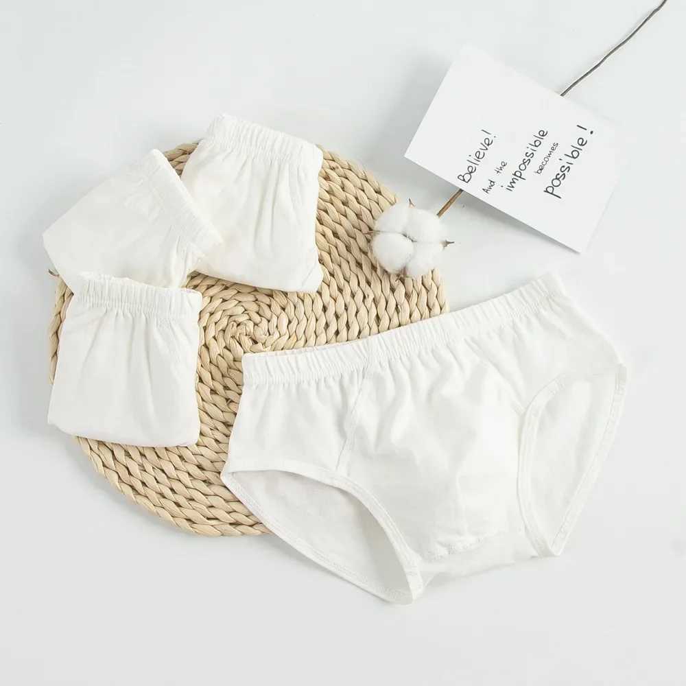 3Pcs/Lot Children Underwear Solid Color White Shorts Cotton Big Boy Boxer Panties Boys Underwear Briefs Toddler Underpants Y240821
