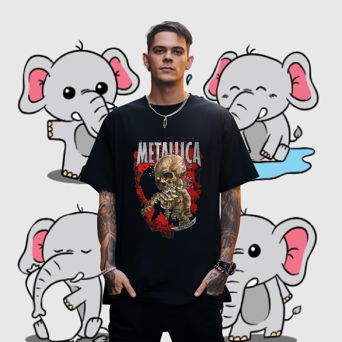 2024 Tshirt for Man Woman 230g Cotton Street Wear skull Breathable Crew Neck T Shirts Men Loose Anime Tshirts