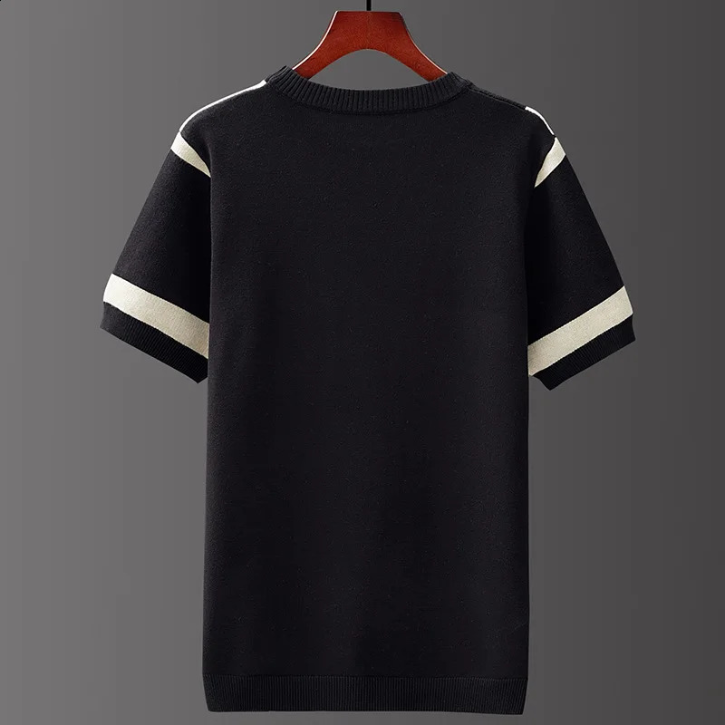 Short Sleeved Knitted Sweaters For Men Stretch Pullovers Fashion Winter Top Quality Cotton Soft Comfortable Sueteres Para Hombre 240821