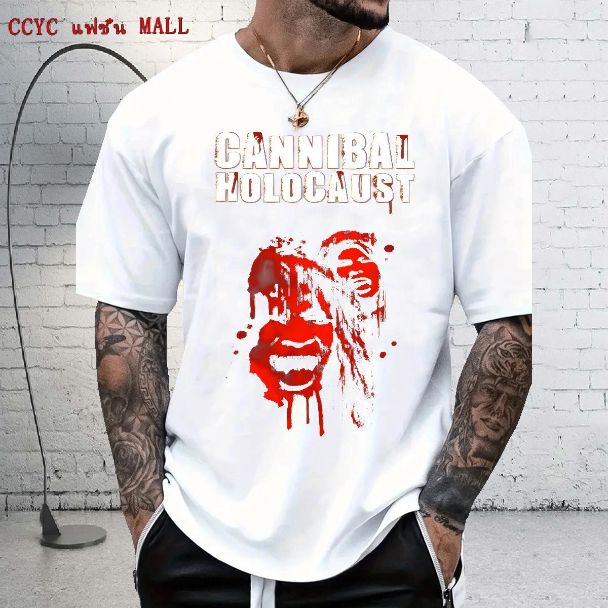 Fashion New Men Tops Tees 230g Cotton Summer Casual scary O Neck Short Sleeves Men T Shirts Loose DIY Printed Clothings