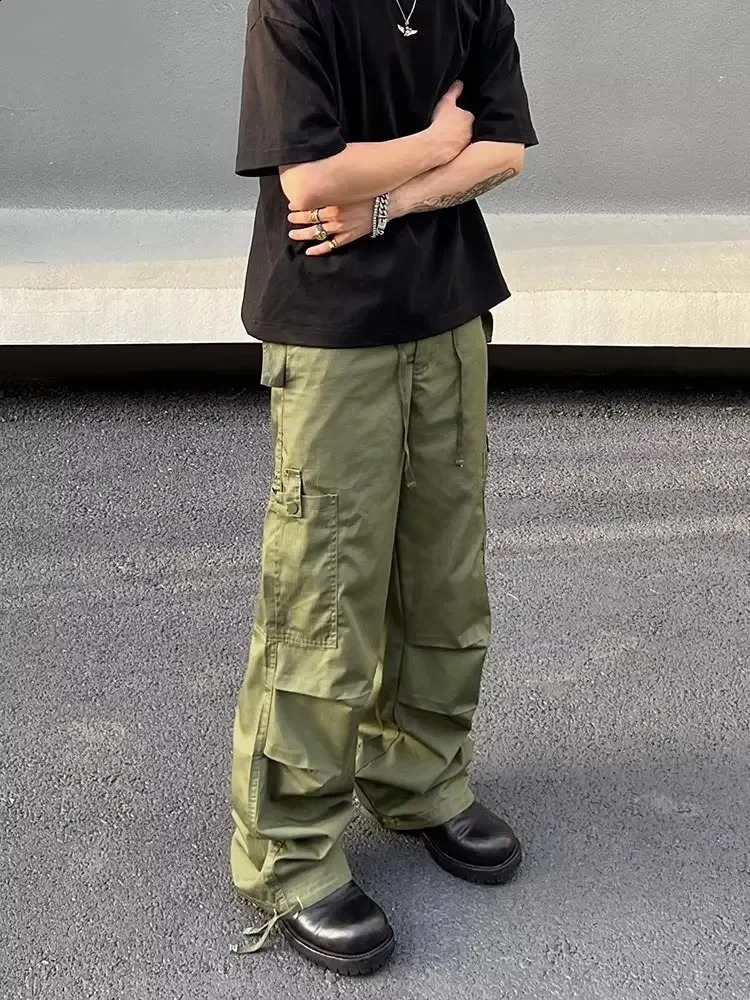 Autumn American Style Trendy Hip Hop Cargo Pants Loose Fit Versatile Mens Casual Ankle Length Pants 240821