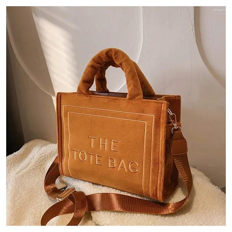 Fashion Tote Handbags - Chic Square Velour Crossbody Bag, Elegant Letter Print Shoulder Bag Women, Lightweight For Daily Use New Free Delivery Designe