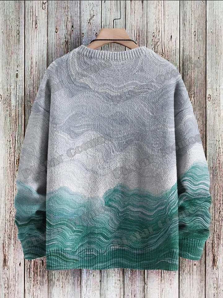 Winter Unisex Casual Knit Pullover Sweater Rainbow Colors Swirl Nebulous Art 3D Printed Crewneck Knitted Sweaters KMY27 240821