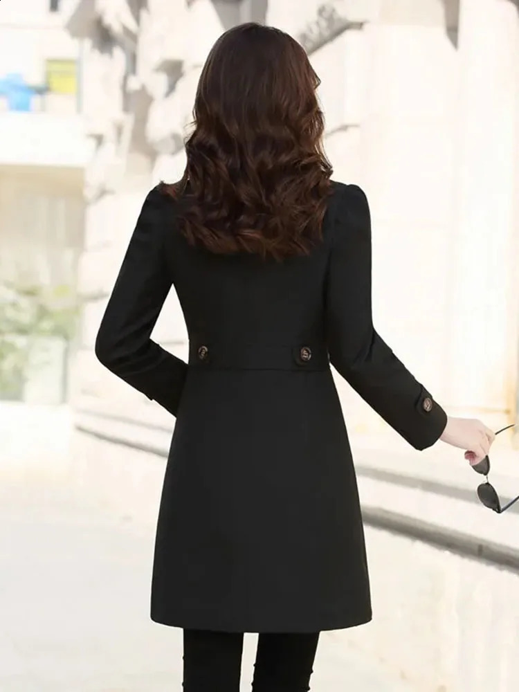 Spring Autumn Khaki Windbreaker MidLong Trench Coat Women Singlebreasted Slim Female Outwear Fashion 240820
