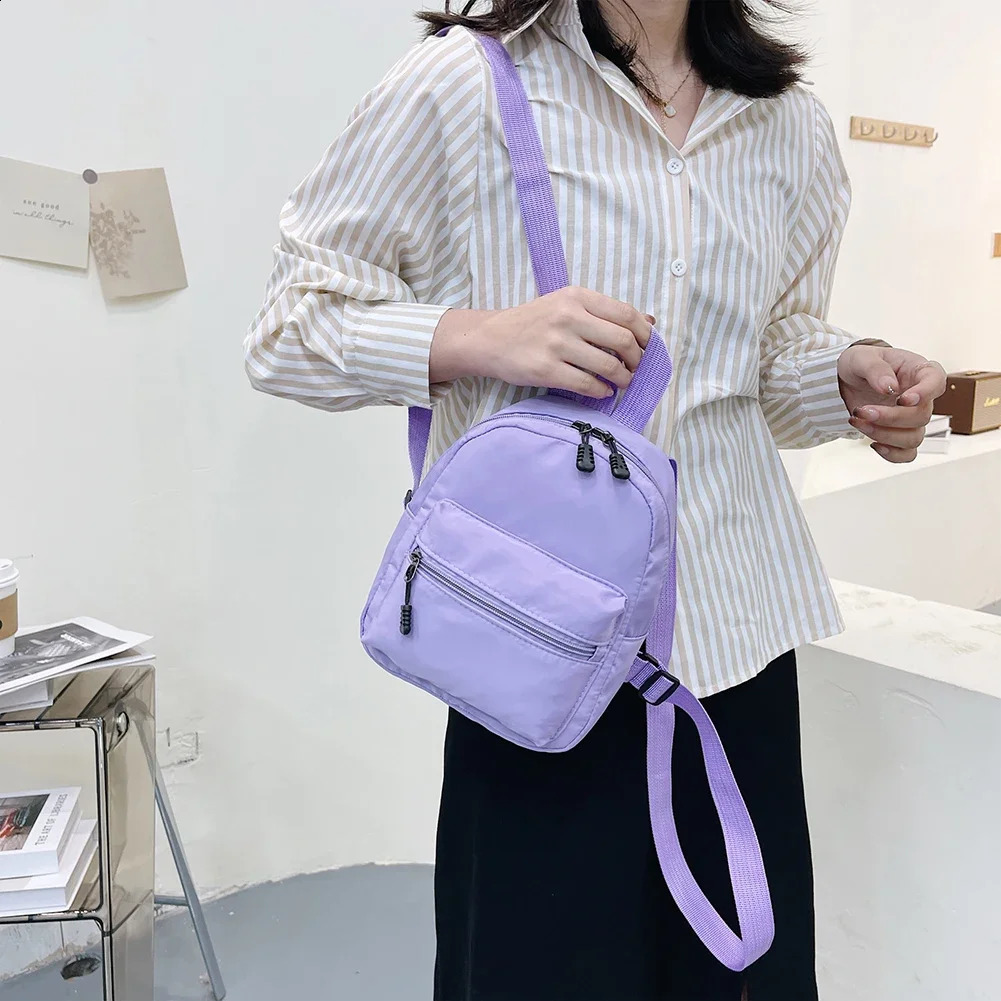 Nylon Backpack Preppy Mini School Bags for Cute Small Travel Women Backpack Waterproof Solid Casual Knapsack Rucksack 240820