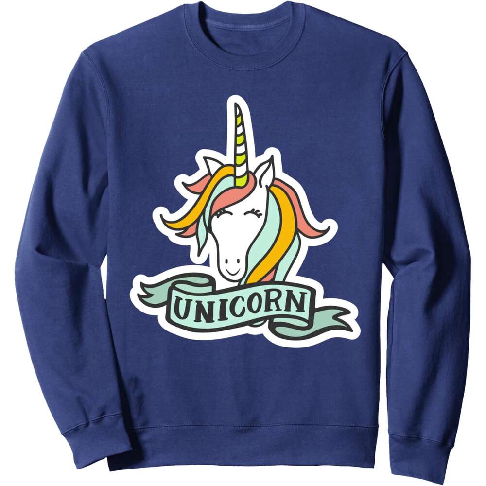 Long Sleeve Shirts for Men sweatshirt Magical Happy Unicorn Fun Cute Lovely Colorful Sweatshirt T shirt Tee Streetwear Casual tops clothes