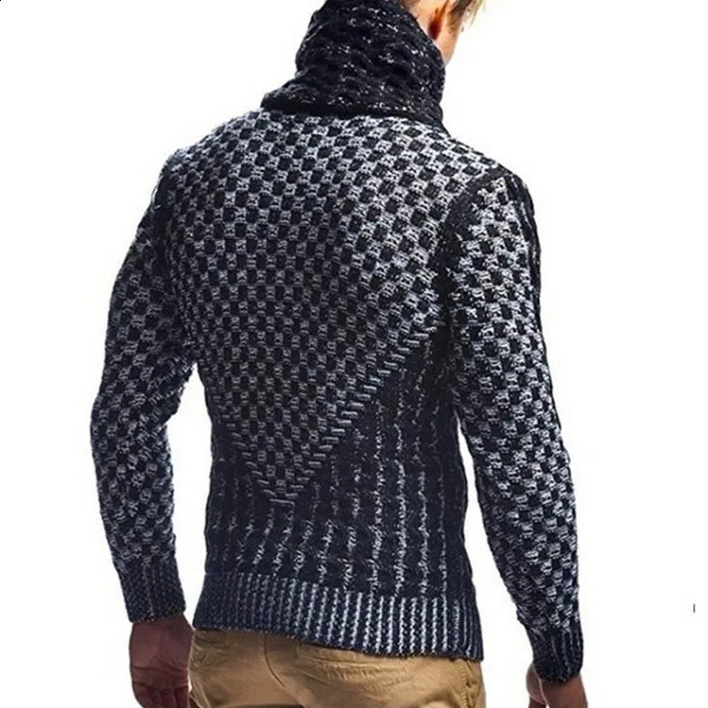 Mens Sweater Autumn Winter Casual Turtleneck Men Sweaters Full Sleeve Oversized Sweater Men Slim Fit Knitted Pullover Men 240821