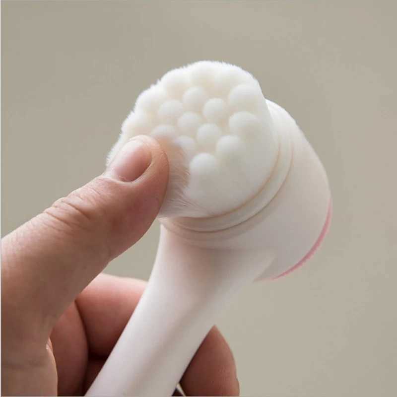 Facial Cleansing Silicone Facial Brush Manual Facial Cleansing Brush Soft Bristle Cleaning Brush Double-sided Massage Brush Y240821