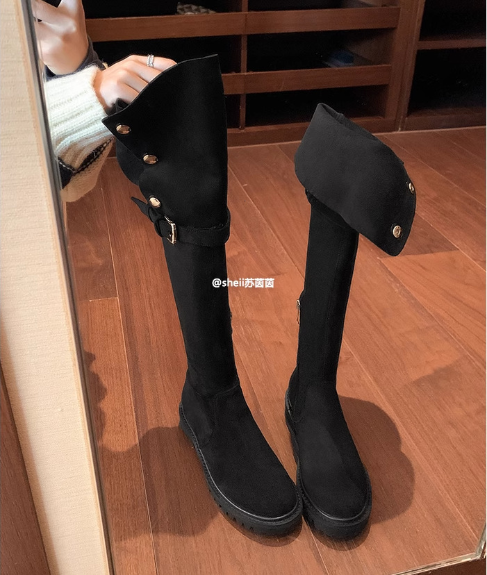 Ddmysports Same Style As Su Yinyin Cotton Snow Boots Two Pairs Of Lamb Fur Thick Heel Knee High Children S Long OUTDOOR