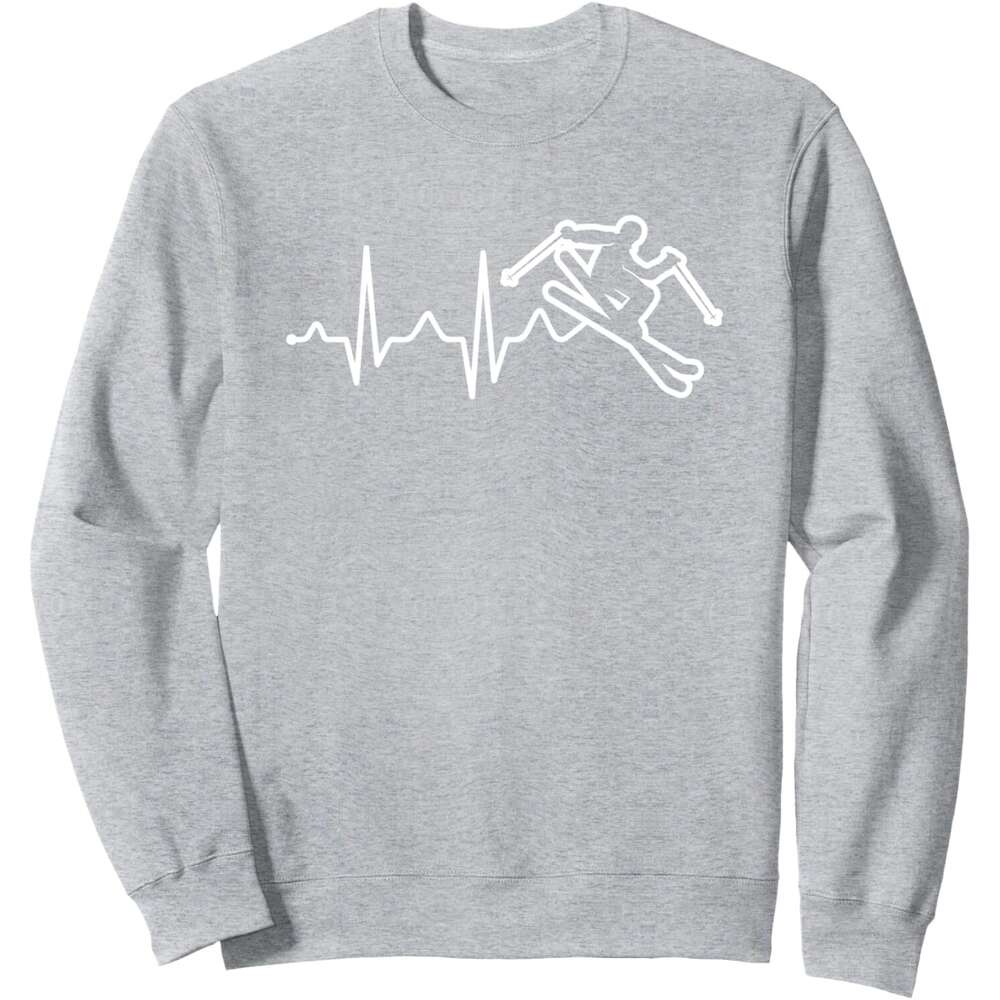 Long Sleeve Shirts for Men sweatshirt Jumping Fun Heartbeat Ski Skiing Sports Sweatshirt T shirt Tee Streetwear Casual tops clothes