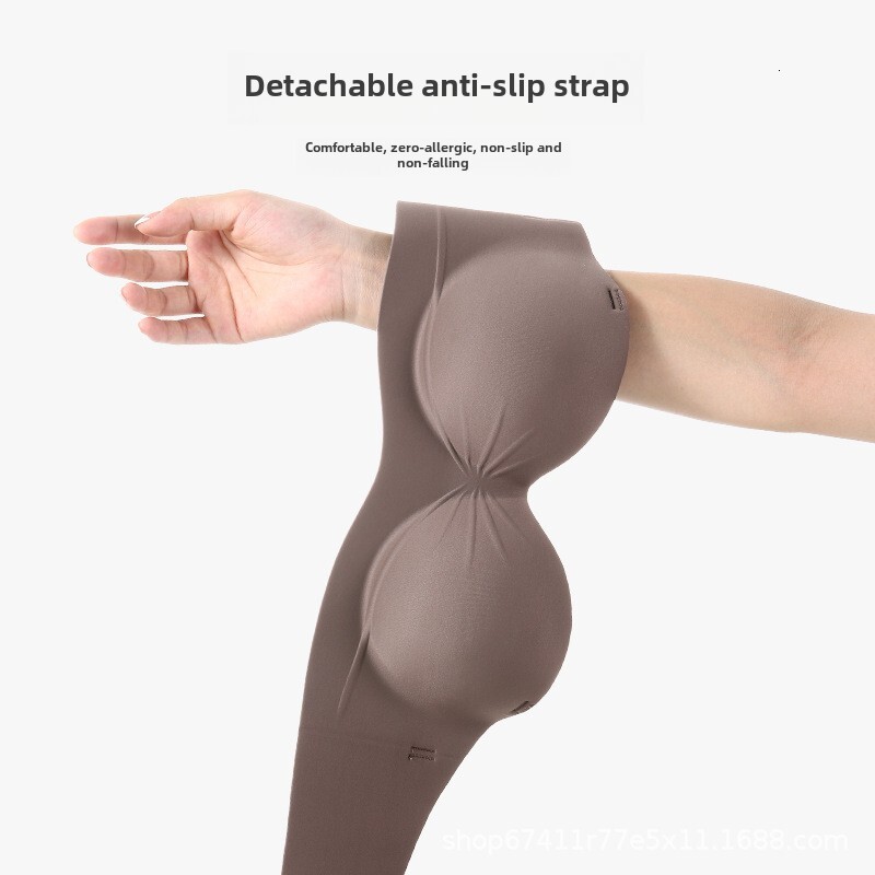 Strapless for female Xia, with small chest that gathers and highlights, a large upper support, sagging, steel ring, no marks, anti slip, invisible tex