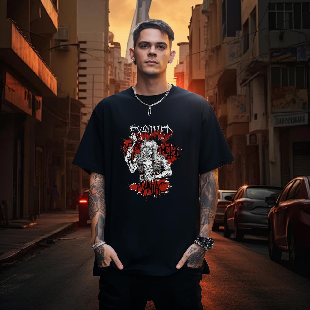 Wholesale Tshirts 230g Cotton Daily Wear skull Breathable Crew Neck T-Shirts for Men Loose Fit White Plus Size Top Tees