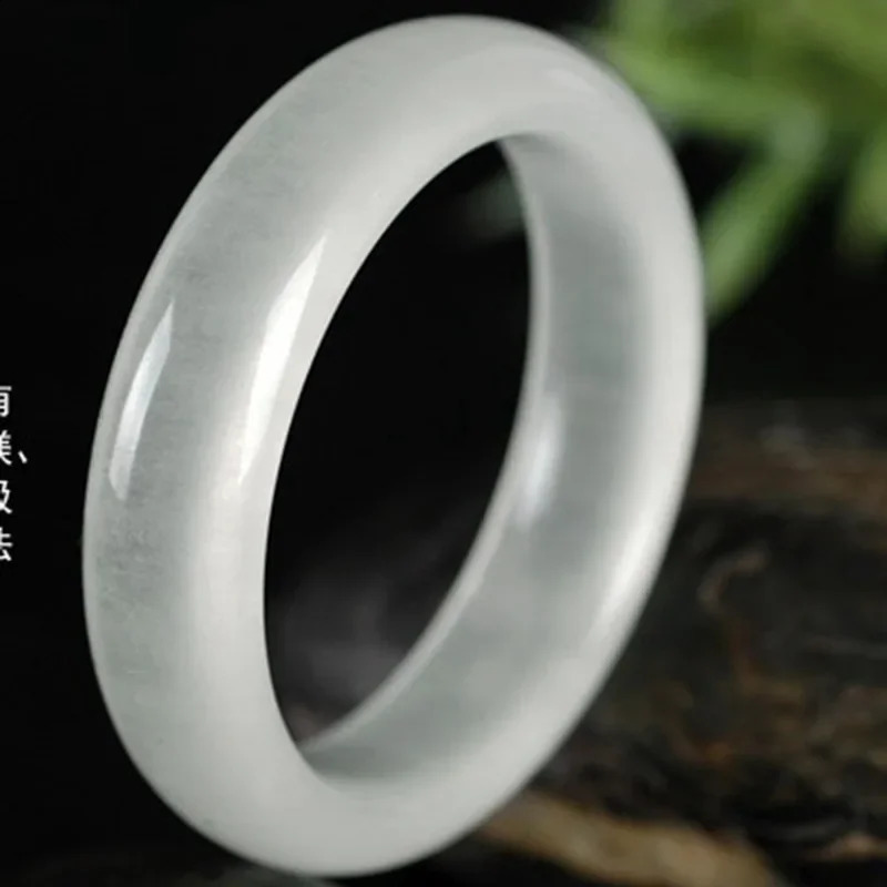 Natural Chinese White Jade Hand Carved Wide Band Bracelet Fashion Boutique Jewelry Womens Ice Silk Gift 240813