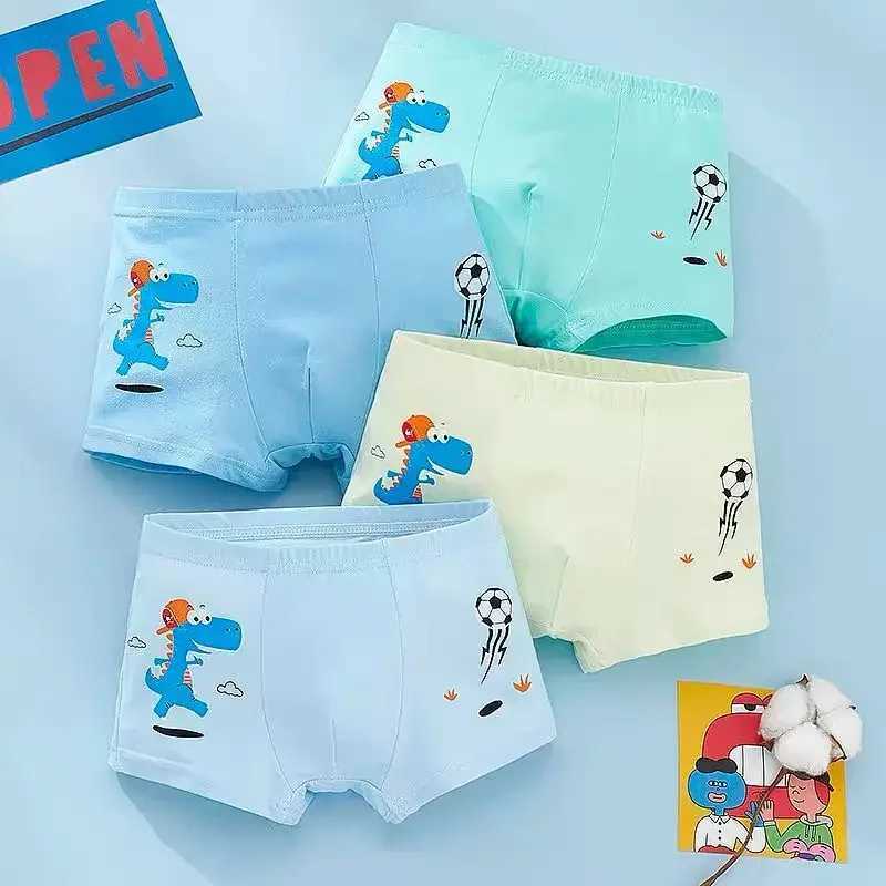 4pcs/Pack Boys Underwear Kids Milk Silk Boxer Cute Cartoon Training Boyshorts for Toddler Size 3-12 Years Y240821