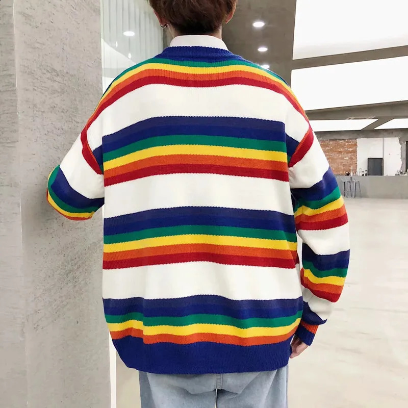 Mens O-neck Pullover Autumn Winter Patchwork Long Sleeve Spacious Long Sleeve Clothes Knitted Casual Male Sweater Drop 240821