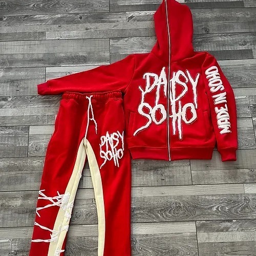 3D Letter Foam 2 Piece Set Tracksuit Men Y2k Set Sweatpants Tracksuit Men and Women Streetwear Hip Hop Casual Oversized Hoodie 240626