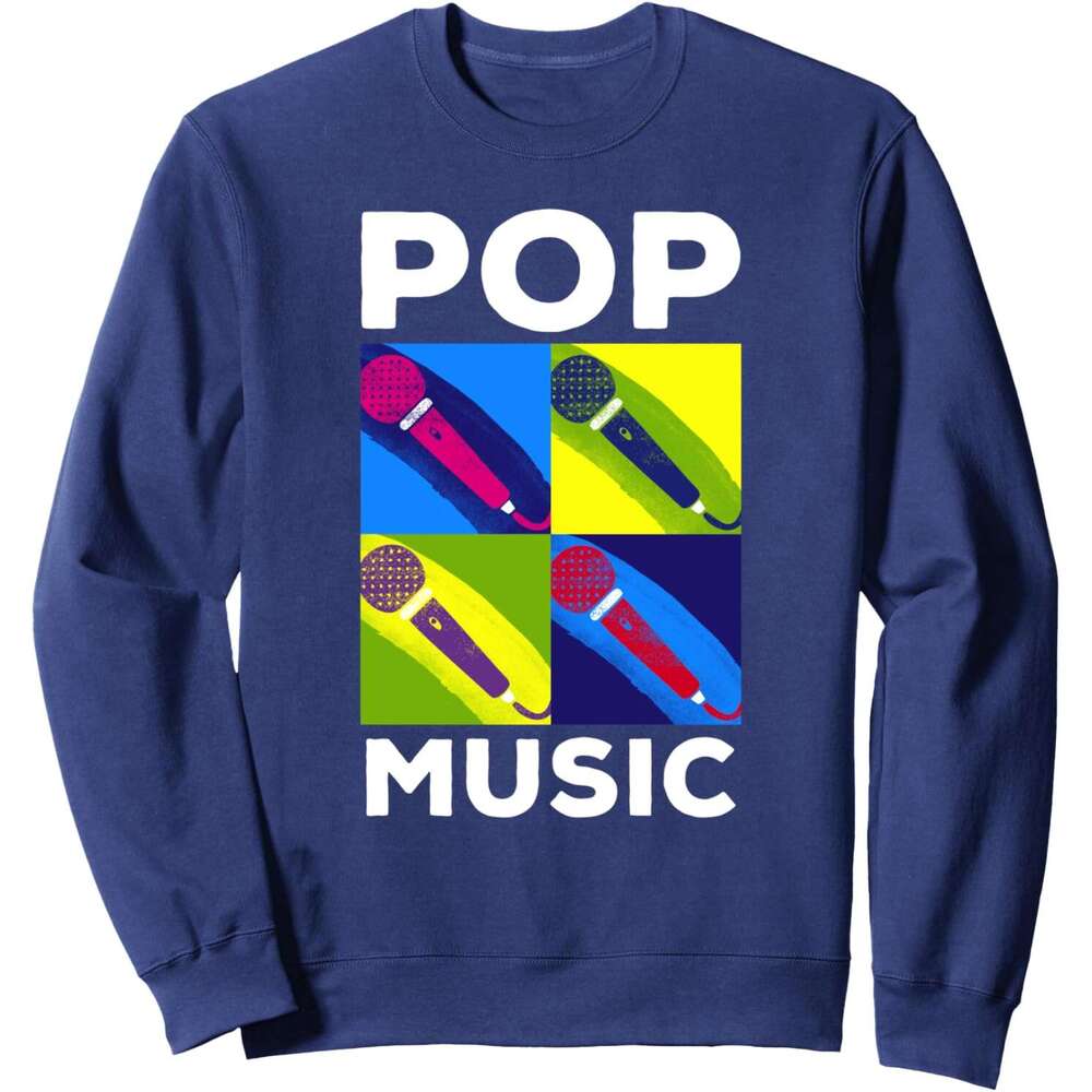 Long Sleeve Shirts for Men sweatshirt Pop Music Vintage Multicolored Microphones DJ Gift Sweatshirt T shirt Tee Streetwear Casual tops clothes