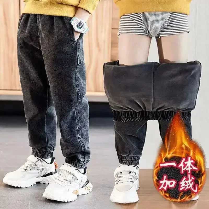 Childrens Winter Jeans with Velvet Thickened Childrens Warm Casual Cowboy Traveler 3-9-12 Year Old Boy Christmas GiftW240819