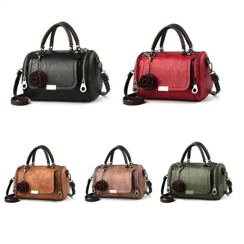 Flowers Pendant Handbag Womens Fashion Boston Bags Single Shoulder Bag Ladies Crossbody PU Messenger 240821ZYl