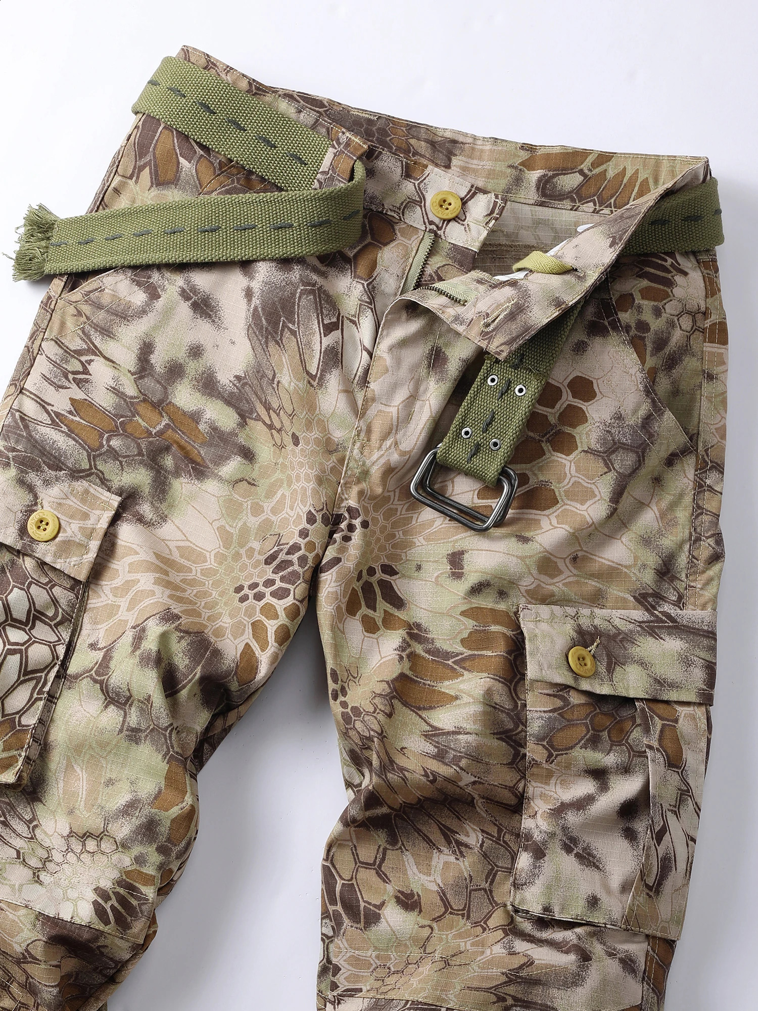 AK Army mens camouflage straight leg cargo pants loose casual outdoor work for hiking and fishing without straps 240821