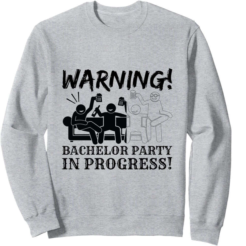 Long Sleeve Shirts for Men sweatshirt Warning Bachelor Party In Progress - Black & White Sweatshirt T shirt Tee Streetwear Casual tops clothes