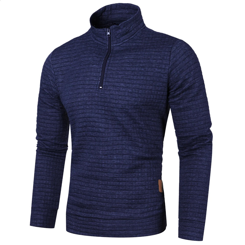 Autumn Mens Solid Color Sweatshirt Large Half Zipper Pulling Flower Warm 240821