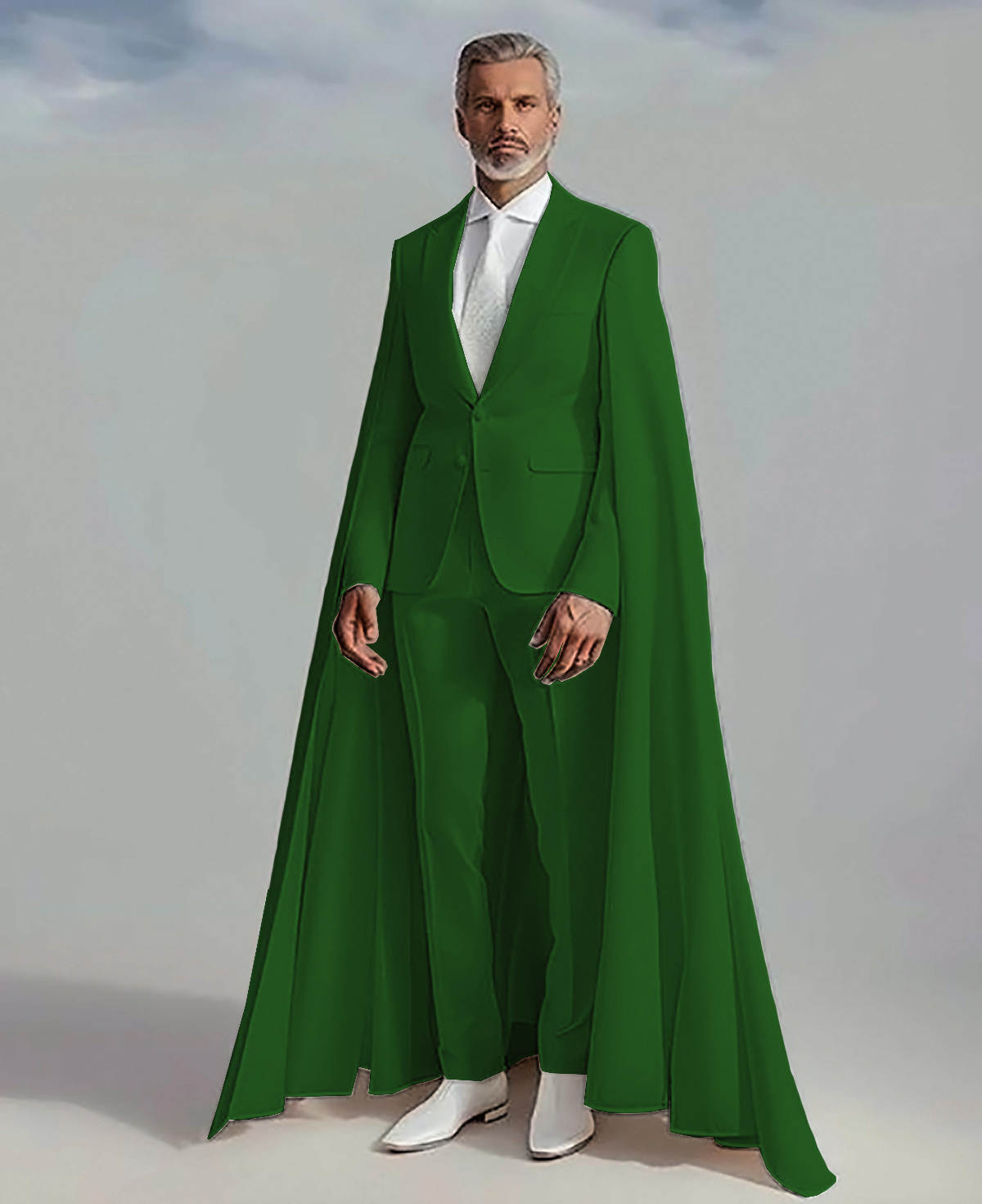 Fashion Groom Wedding Suits With Detachable Cloak 2 Pieces Slim Fit Peaked Lapel Mens Tuxedos For Banquet