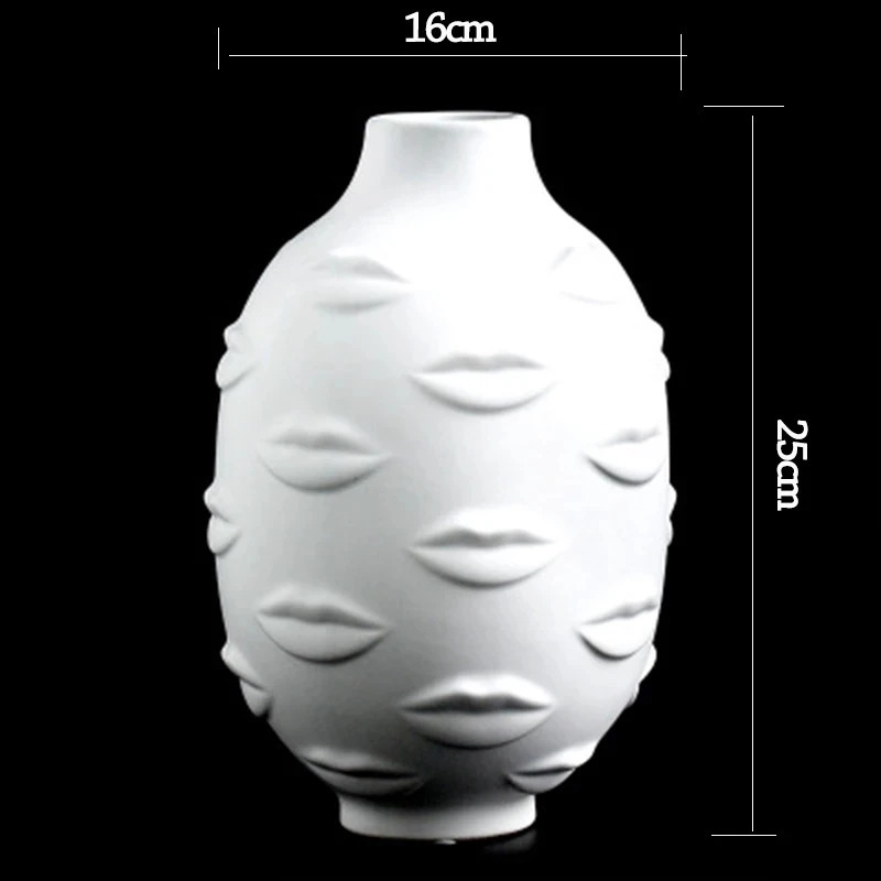 Artists 3D Lip Potted Plants White Pottery Vase Dry Flower Insert Artist Residence Decorative Ornaments Modern Home Decor 240820