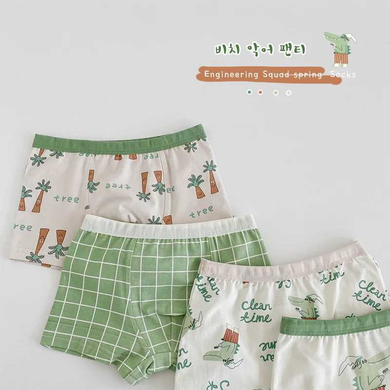 Childrens Underwear Baby Panties Boys Cotton Briefs Cartoon Pattern Four Seasons Shorts Soft Ventilate Boxers Fit 2-11Y Y240821