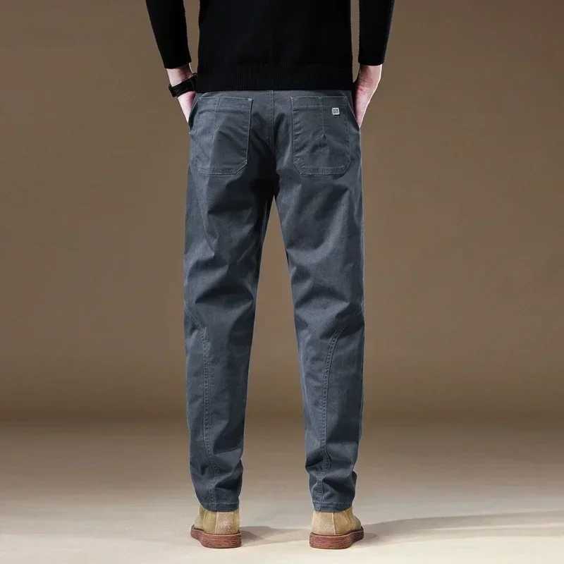 97% pure cotton mens mid size casual pants for autumn and winter high-quality business straight pants mens brandW240725