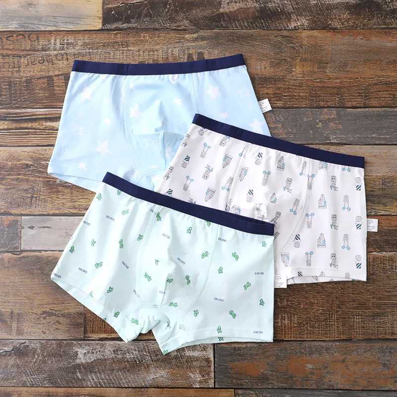 3 Pcs/pack Teen Underwear Cotton Plaid Short Panties for Kids Boys Cotton Children Cartoon Lion Boxer Shorts Young Boy Underpant Y240821