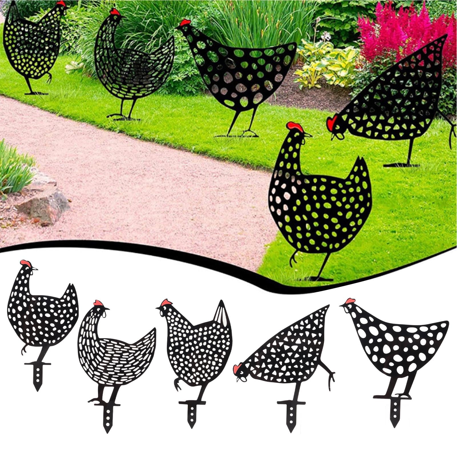 Garden Decoration Hollow Out Rooster Animal Silhouette Statue Decoration Lifelike Decorations Chicken Farm Decoration