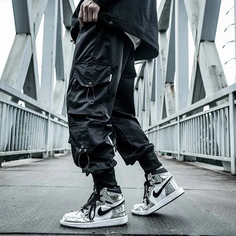 Home>Products>Black Cargo Pants>Mens Jogger Hip Hop Technical Clothing Hippie Pants Mens Street Plus Size Pocket w240824