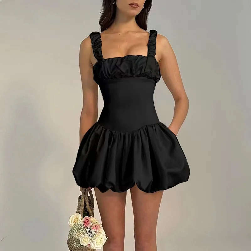 2024 Elegant Satin Corset Mini Dress For Women Fashion Spaghetti Strap Sleeveless Backless A-line Club Party Sexy Dress 240821