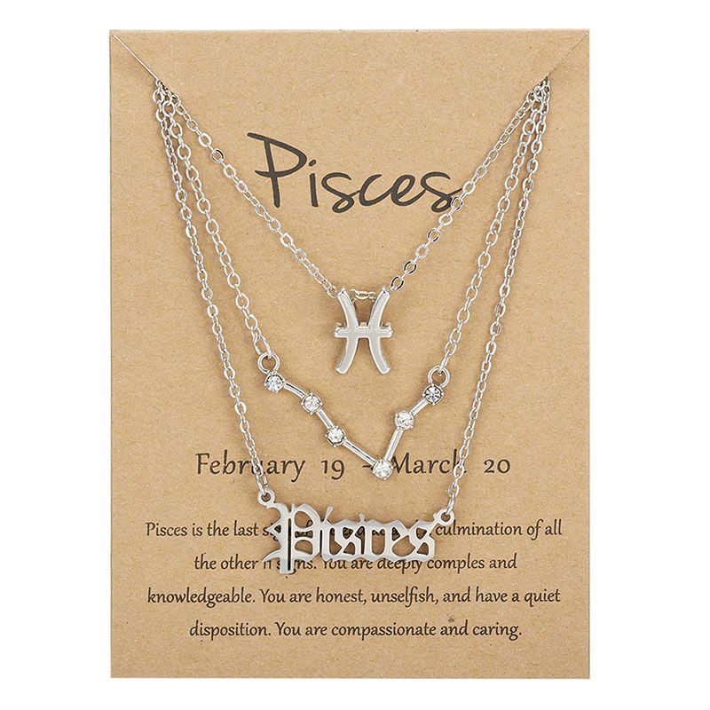 Designer 18K Gold Silver Plated 12 Constellation Horoscope Astrology Necklace for Women Zodiac Letter Symbol Pendent Necklaces Lovers Jewelry Gift 3PC