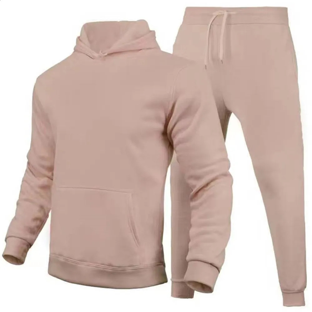 Mens Hooded Sweatshirts and Men Pants Casual Mens Tracksuit Sportswear Autumn Winter Men Suit Mens Clothing Leisure Sets Male 240821
