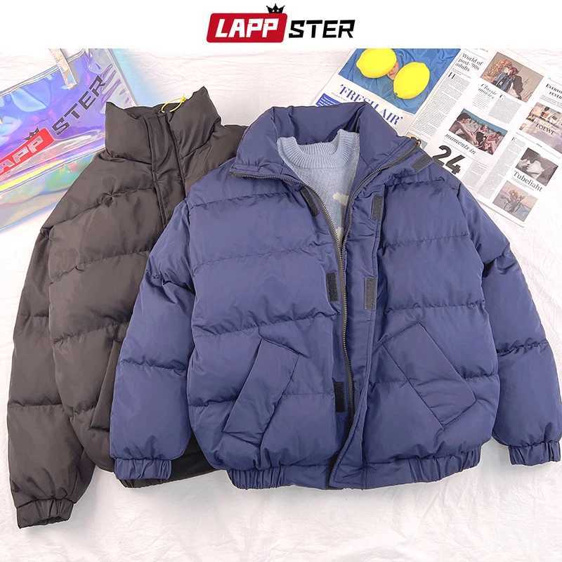 Puffer jacket LAPPSTER Waterproof Winter Coat Y2k Solid Harajuku Puffer Jacket Men Oversized Black Bubble Coat Korean Fashions Hooded Parkas M240821