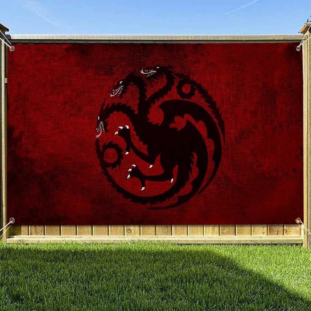 Targaryen Garden Flag Room Decoration Y2k Four hole Single sided Flag Interesting flags and banners Wall decoration Outdoor decoration W240820