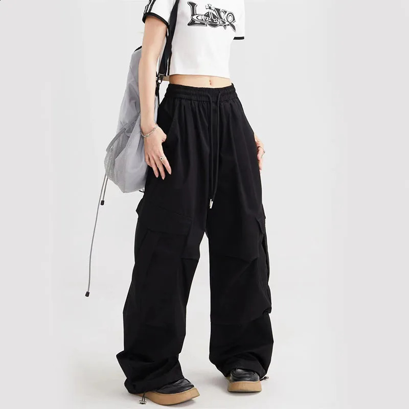 Vintage Streetwear Army Green Cargo Pants Women Y2K Japanese Loose Pocket Parachute Harajuku Oversize Baggy Sweatpants 240821