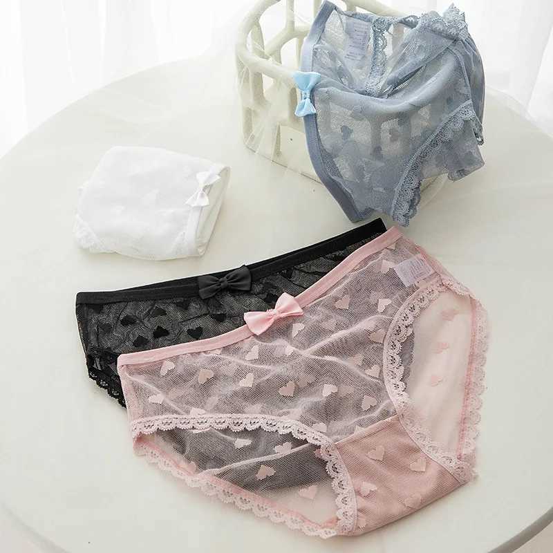 New Sale Mid Waist Young Girls Underwear Mesh Lovely girl Briefs Print Lace Panties For Girls Y240821