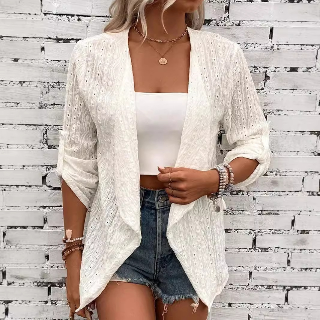 2024 Autumn/Winter TEMU New Women's Solid Color Casual Knitted Cardigan